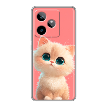 Силиконовый чехол на Realme GT 7T с принтом Розовый котенок Силиконовый чехол на Realme GT 7T с принтом Розовый котенок