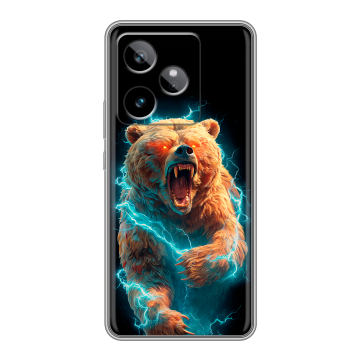 Силиконовый чехол на Realme GT 7T с принтом Медведь Силиконовый чехол на Realme GT 7T с принтом Медведь