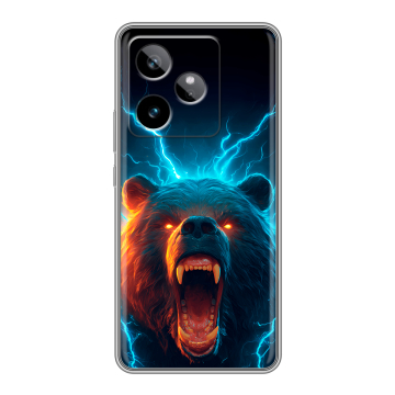 Силиконовый чехол на Realme GT 7T с принтом Медведь Силиконовый чехол на Realme GT 7T с принтом Медведь