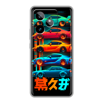 Силиконовый чехол на Realme GT 7T с принтом машины тачки Силиконовый чехол на Realme GT 7T с принтом машины тачки