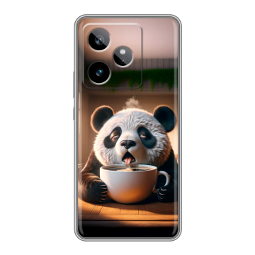 Силиконовый чехол на Realme GT 7T с принтом смешная панда Силиконовый чехол на Realme GT 7T с принтом смешная панда