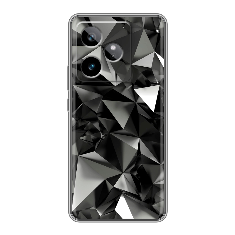 Силиконовый чехол на Realme GT 7T с принтом Черные кристаллы Силиконовый чехол на Realme GT 7T с принтом Черные кристаллы