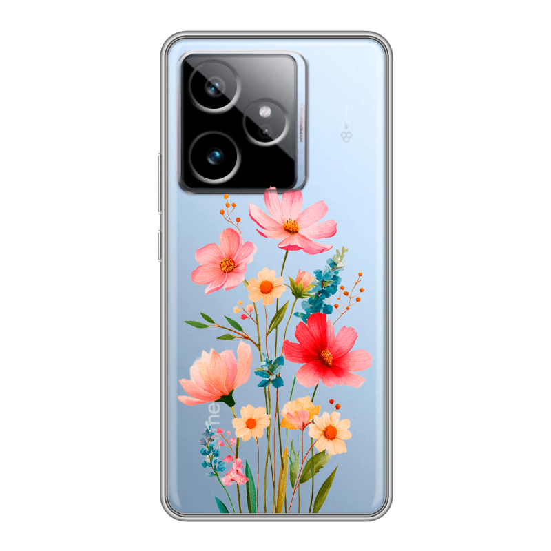 Силиконовый чехол на Realme GT 7T с принтом Цветы Силиконовый чехол на Realme GT 7T с принтом Цветы