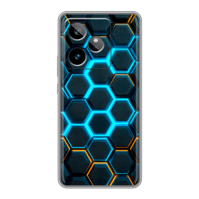 Силиконовый чехол на Realme GT 7T с принтом Неоновые соты Силиконовый чехол на Realme GT 7T с принтом Неоновые соты