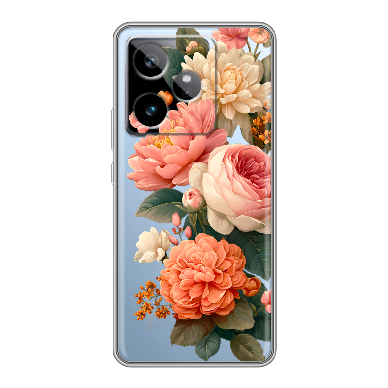 Силиконовый чехол на Realme GT 7T с принтом цветы Силиконовый чехол на Realme GT 7T с принтом цветы