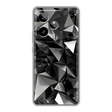 Силиконовый чехол на Realme GT7 с принтом Черные кристаллы Силиконовый чехол на Realme GT7 с принтом Черные кристаллы