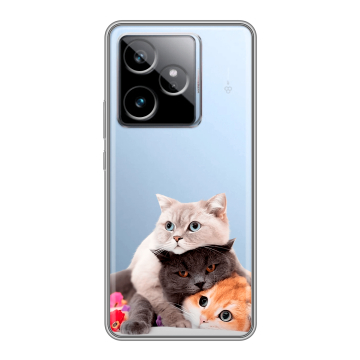 Силиконовый чехол на Realme GT7 с принтом Кошки Силиконовый чехол на Realme GT7 с принтом Кошки