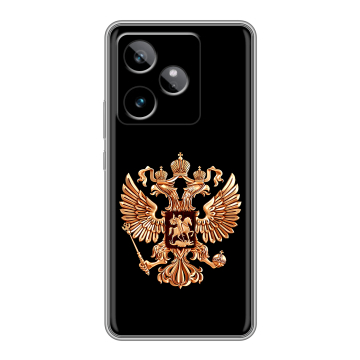 Силиконовый чехол на Realme GT7 с принтом Герб России золотой Силиконовый чехол на Realme GT7 с принтом Герб России золотой