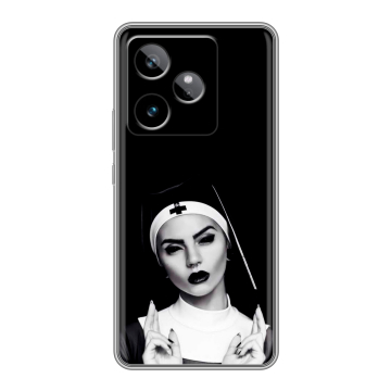 Силиконовый чехол на Realme GT7 с принтом монашка Силиконовый чехол на Realme GT7 с принтом монашка