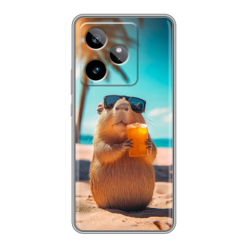 Силиконовый чехол на Realme GT7 с принтом Капибара