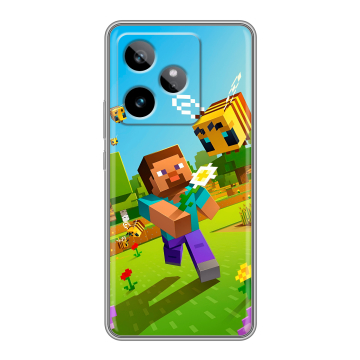 Силиконовый чехол на Realme GT7 с принтом Майнкрафт Minecraft