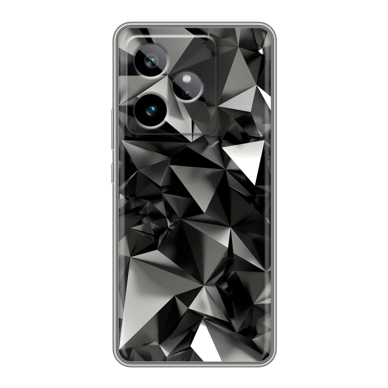 Силиконовый чехол на Realme GT7 с принтом Черные кристаллы Силиконовый чехол на Realme GT7 с принтом Черные кристаллы