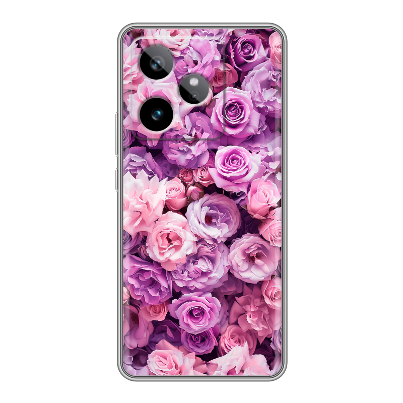 Силиконовый чехол на Realme GT7 с принтом лавандовые розы Силиконовый чехол на Realme GT7 с принтом лавандовые розы