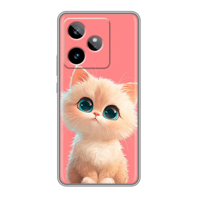Силиконовый чехол на Realme GT7 с принтом Розовый котенок Силиконовый чехол на Realme GT7 с принтом Розовый котенок