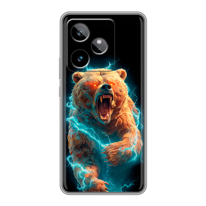 Силиконовый чехол на Realme GT7 с принтом Медведь Силиконовый чехол на Realme GT7 с принтом Медведь