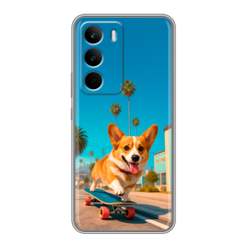 Силиконовый чехол на Realme C71 с принтом Корги на скейте Силиконовый чехол на Realme C71 с принтом Корги на скейте