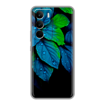 Силиконовый чехол на Realme C71 с принтом Листья и роса Силиконовый чехол на Realme C71 с принтом Листья и роса