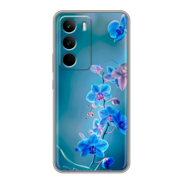 Силиконовый чехол на Realme C71 с принтом Голубые цветы Силиконовый чехол на Realme C71 с принтом Голубые цветы