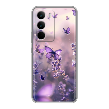 Силиконовый чехол на Realme C71 с принтом бабочки и лаванда Силиконовый чехол на Realme C71 с принтом бабочки и лаванда