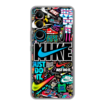Силиконовый чехол на Realme C71 с принтом найк nike черный Силиконовый чехол на Realme C71 с принтом найк nike черный