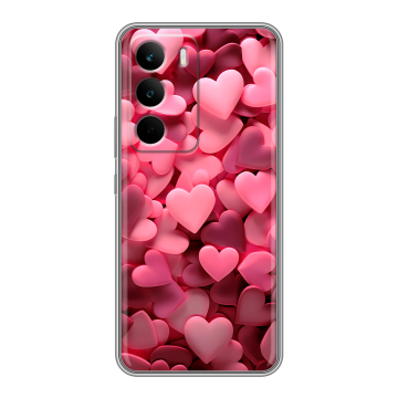 Силиконовый чехол на Realme C71 с принтом розовые сердечки Силиконовый чехол на Realme C71 с принтом розовые сердечки
