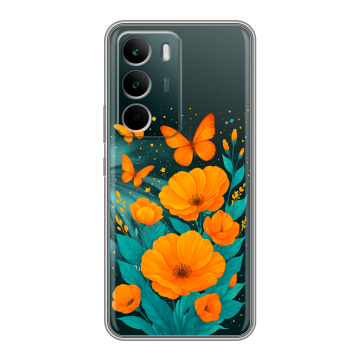 Силиконовый чехол на Realme C71 с принтом цветы бабочки