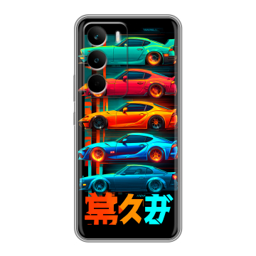 Силиконовый чехол на Realme C71 с принтом машины тачки