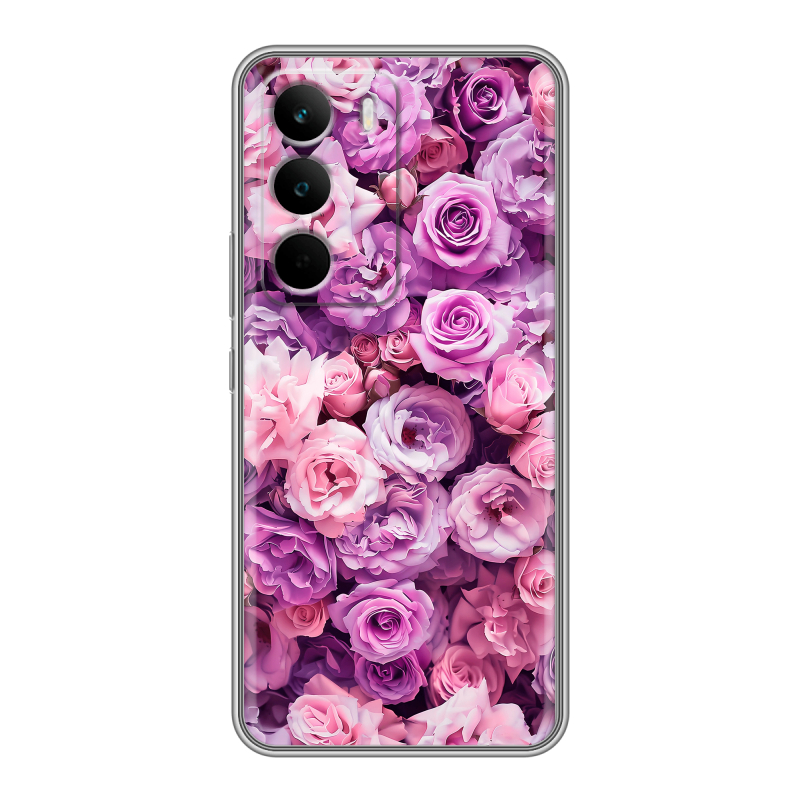 Силиконовый чехол на Realme C71 с принтом лавандовые розы Силиконовый чехол на Realme C71 с принтом лавандовые розы