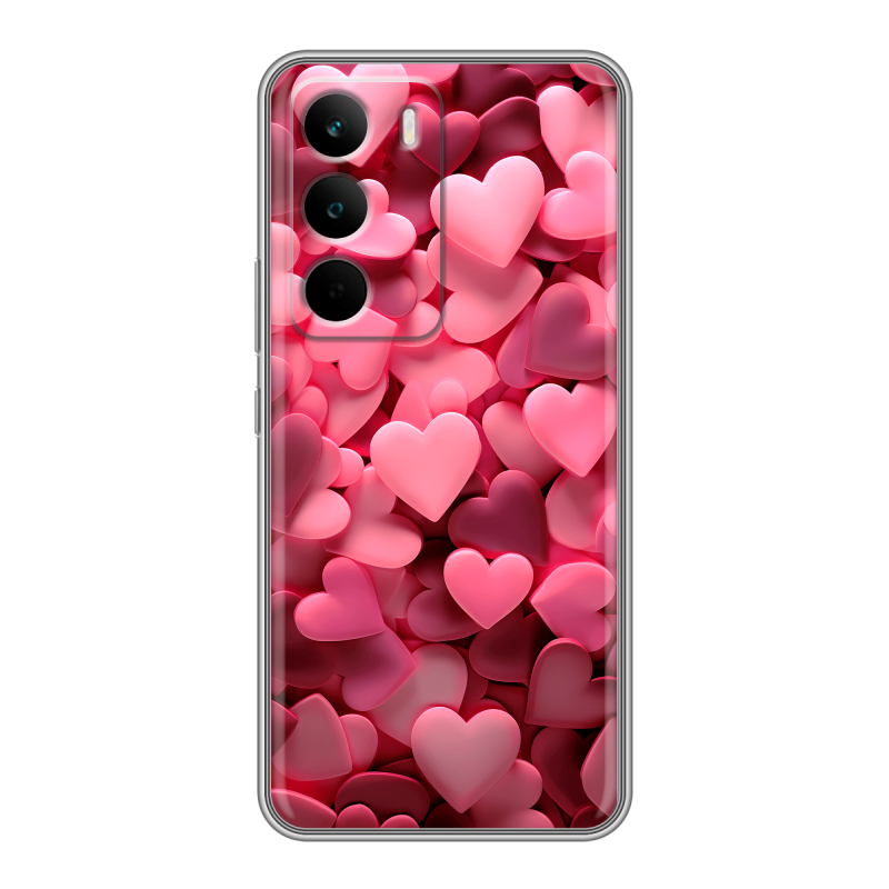 Силиконовый чехол на Realme C71 с принтом розовые сердечки Силиконовый чехол на Realme C71 с принтом розовые сердечки