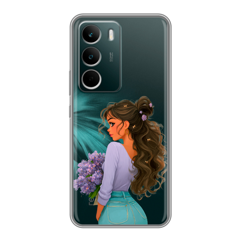 Силиконовый чехол на Realme C71 с принтом девушка цветы Силиконовый чехол на Realme C71 с принтом девушка цветы