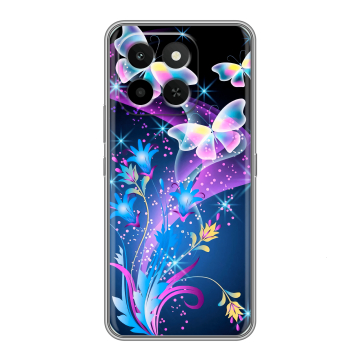 Силиконовый чехол на Honor X6C с принтом Бабочки Силиконовый чехол на Honor X6C с принтом Бабочки