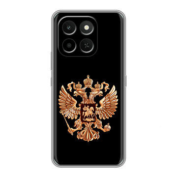 Силиконовый чехол на Honor X6C с принтом Герб России золотой Силиконовый чехол на Honor X6C с принтом Герб России золотой