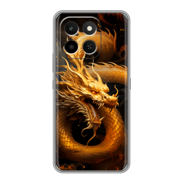 Силиконовый чехол на Honor X6C с принтом Золотой дракон Силиконовый чехол на Honor X6C с принтом Золотой дракон