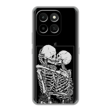 Силиконовый чехол на Honor X6C с принтом Поцелуй скелетов