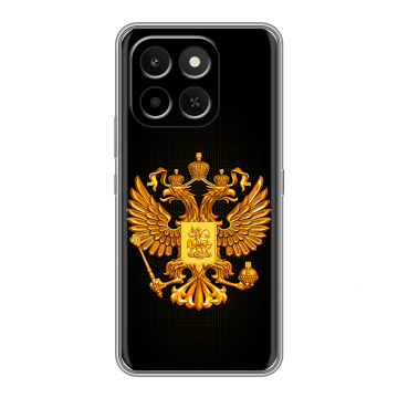 Силиконовый чехол на Honor X6C с принтом Герб России желтый