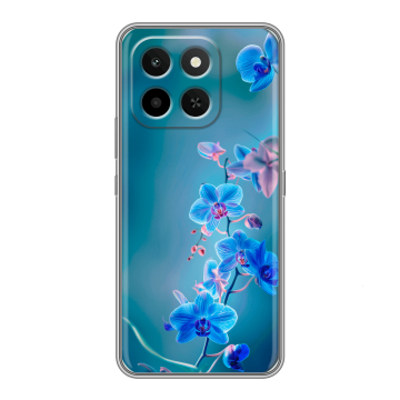 Силиконовый чехол на Honor X6C с принтом Голубые цветы