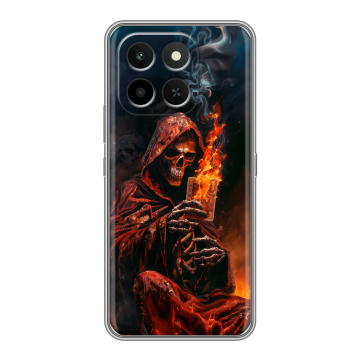 Силиконовый чехол на Honor X6C с принтом Скелет и карты