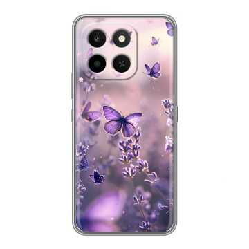 Силиконовый чехол на Honor X6C с принтом бабочки и лаванда