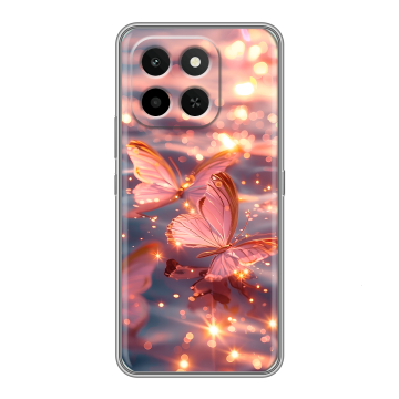 Силиконовый чехол на Honor X6C с принтом бабочки розовые