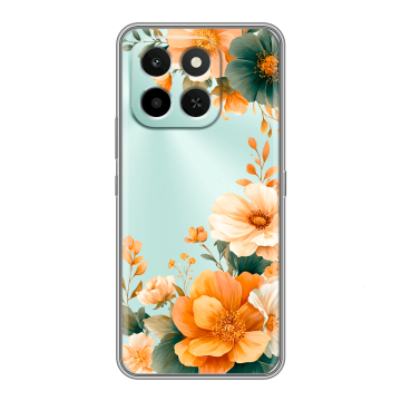 Силиконовый чехол на Honor X6C с принтом Цветы принт Силиконовый чехол на Honor X6C с принтом Цветы принт