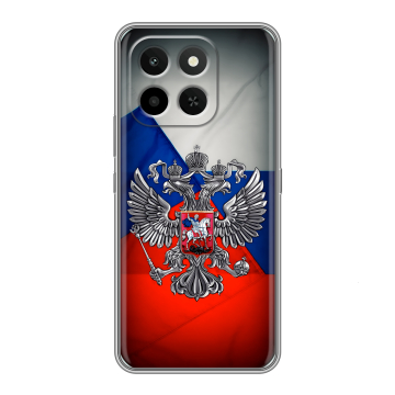 Силиконовый чехол на Honor X6C с принтом Флаг России Силиконовый чехол на Honor X6C с принтом Флаг России