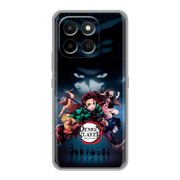 Силиконовый чехол на Honor X6C с принтом Demon Slayer Клинок рассекающий демонов