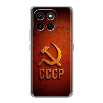 Силиконовый чехол на Honor X6C с принтом Флаг Герб СССР