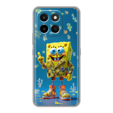 Силиконовый чехол на Honor X6C с принтом Спанч боб Спанчбоб