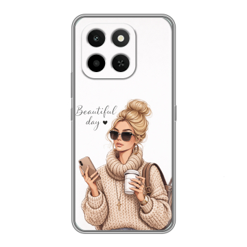 Силиконовый чехол на Honor X6C с принтом женский Силиконовый чехол на Honor X6C с принтом женский