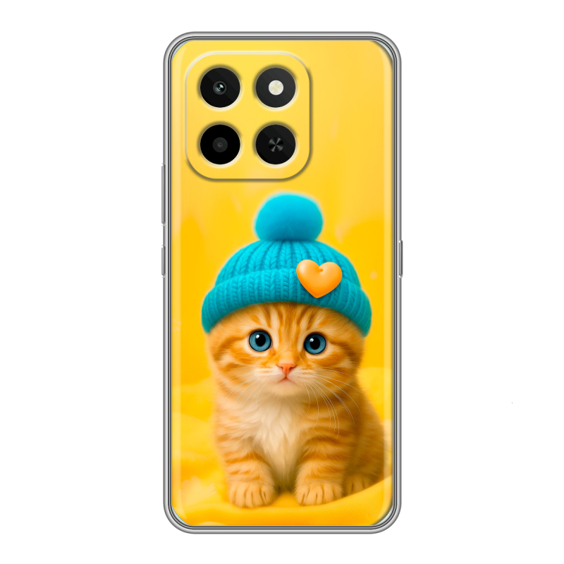 Силиконовый чехол на Honor X6C с принтом Котенок в шапке Силиконовый чехол на Honor X6C с принтом Котенок в шапке