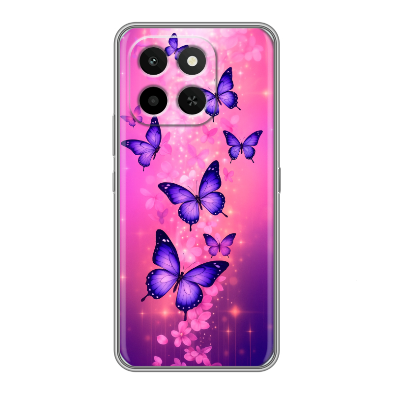 Силиконовый чехол на Honor X6C с принтом Бабочки Силиконовый чехол на Honor X6C с принтом Бабочки