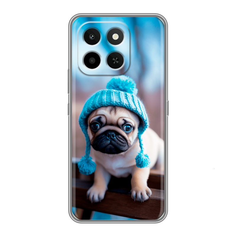 Силиконовый чехол на Honor X6C с принтом Мопс в шапке Силиконовый чехол на Honor X6C с принтом Мопс в шапке