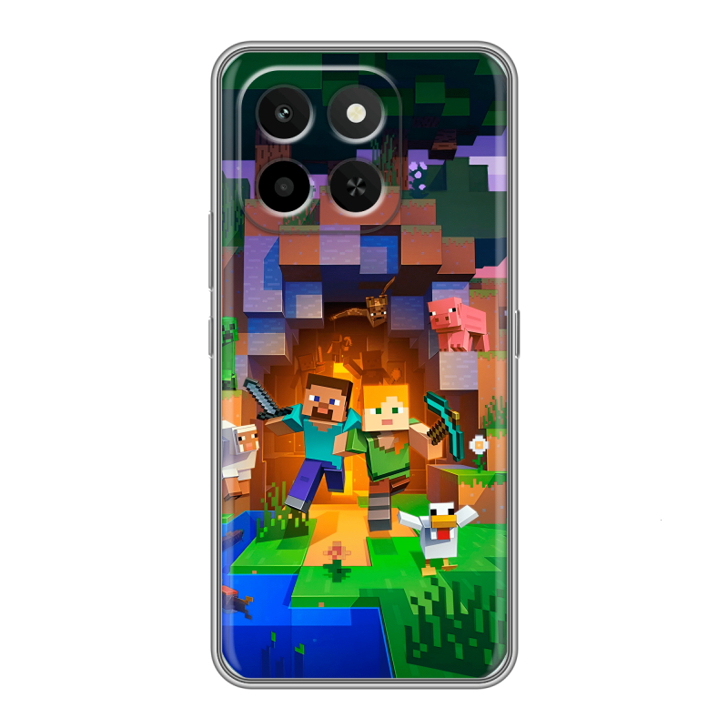 Силиконовый чехол на Honor X6C с принтом Майнкрафт Minecraft Силиконовый чехол на Honor X6C с принтом Майнкрафт Minecraft