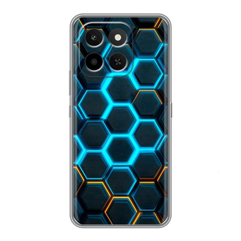 Силиконовый чехол на Honor X6C с принтом Неоновые соты Силиконовый чехол на Honor X6C с принтом Неоновые соты